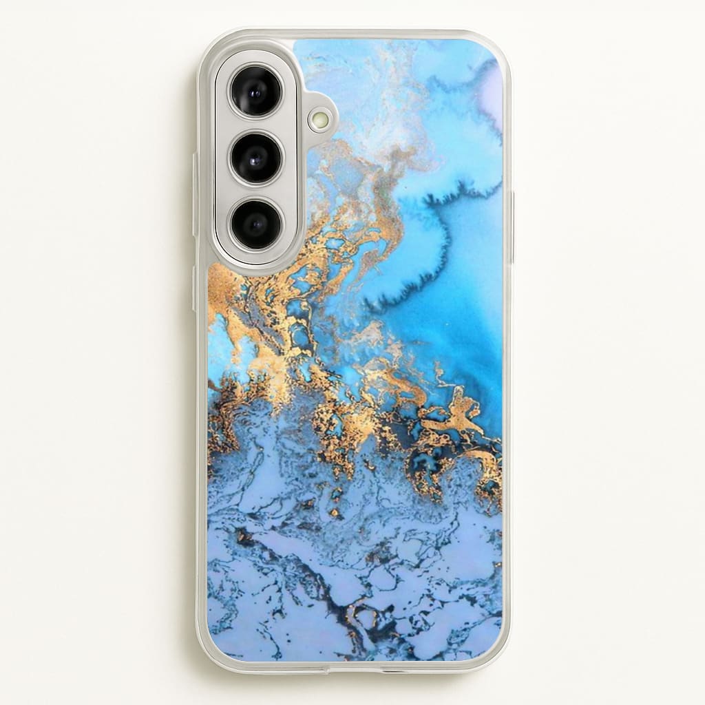 Sea Blue and Gold Marble - Phone Case for Galaxy A56