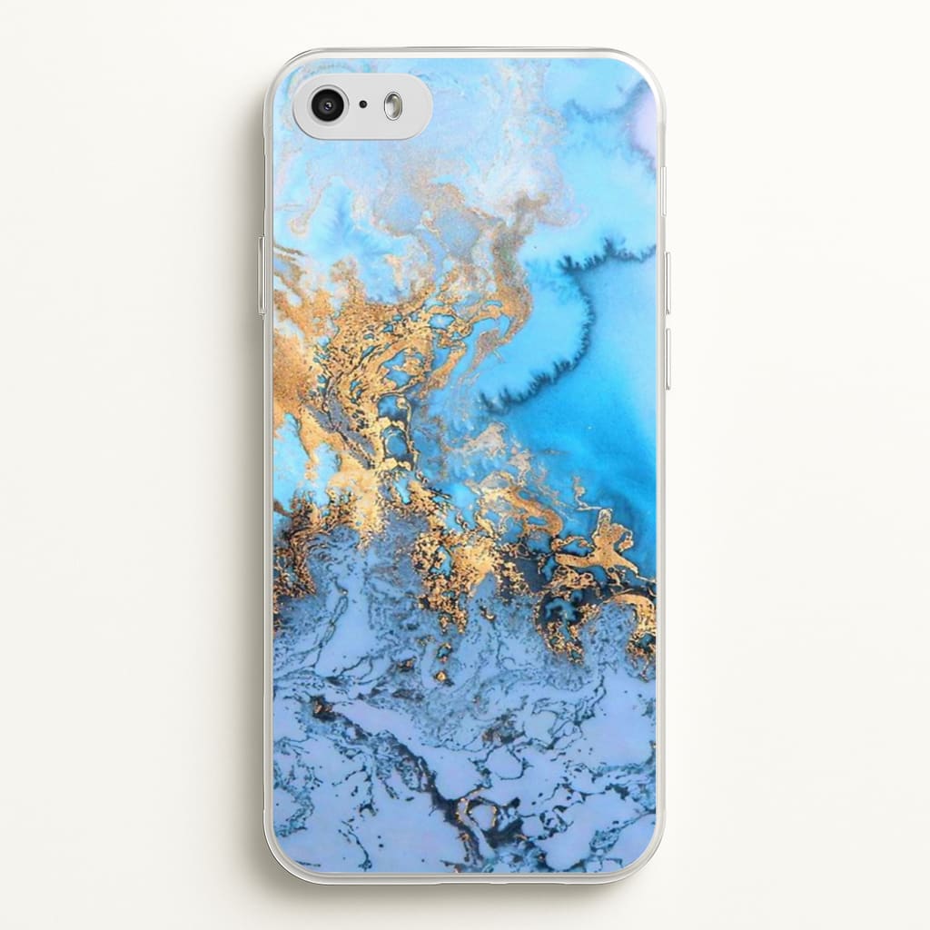 Sea Blue and Gold Marble - Phone Case for iPhone 5 / 5s / SE 2016