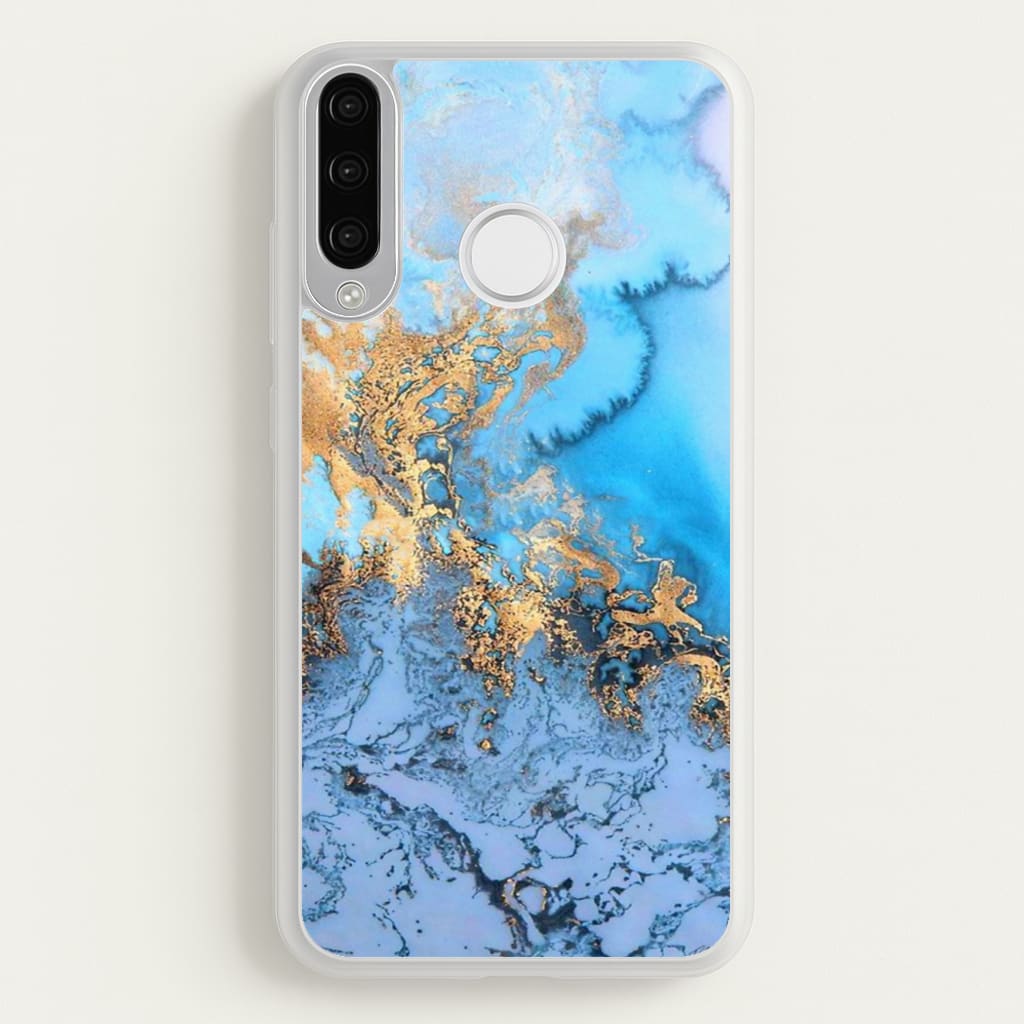 Sea Blue and Gold Marble - Phone Case for Huawei P30 Lite
