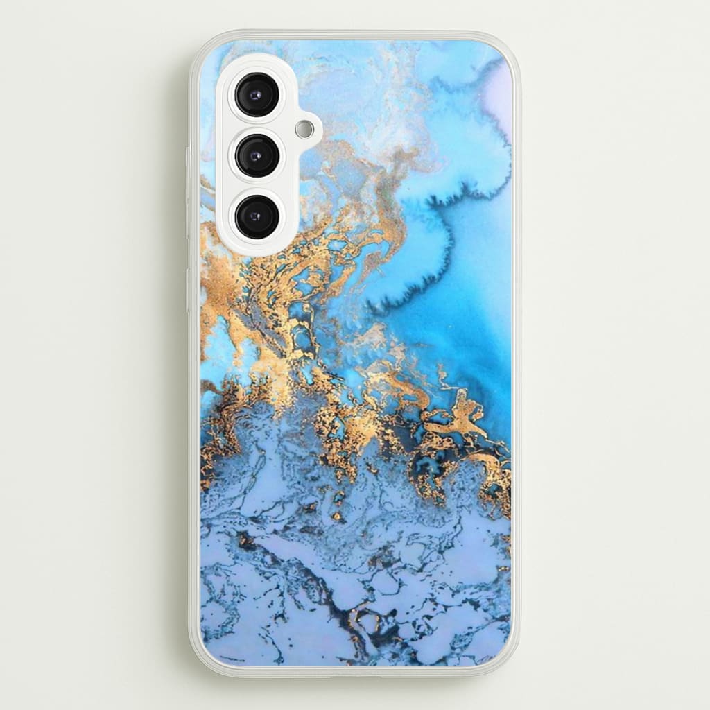 Sea Blue and Gold Marble - Phone Case for Galaxy S23FE