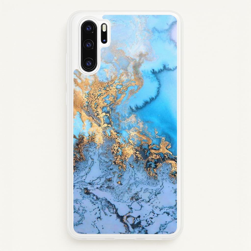 Sea Blue and Gold Marble - Phone Case for Huawei P30 Pro