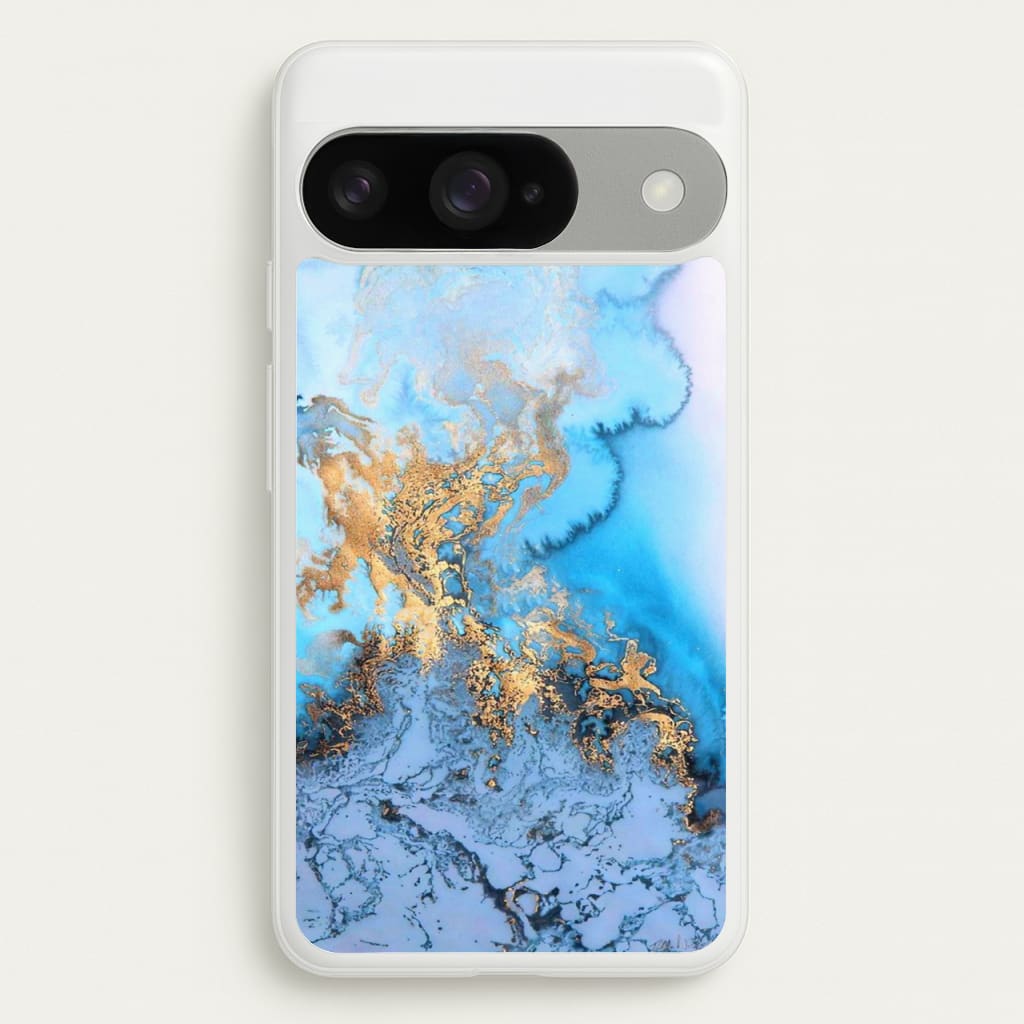 Sea Blue and Gold Marble Phone Case for Google Pixel 10 / 10 Pro