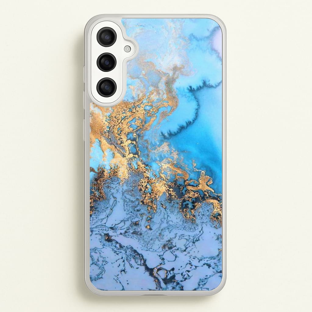 Sea Blue and Gold Marble - Phone Case for Galaxy A34