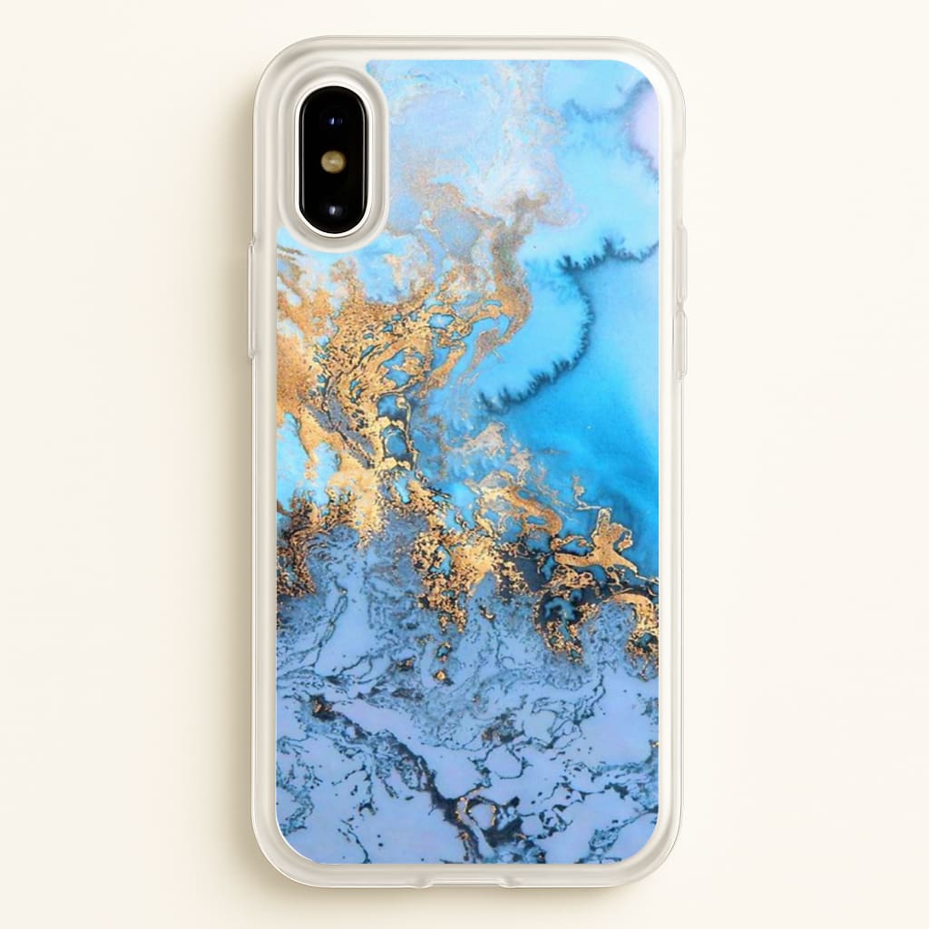 Sea Blue and Gold Marble - Phone Case for iPhone X / XS