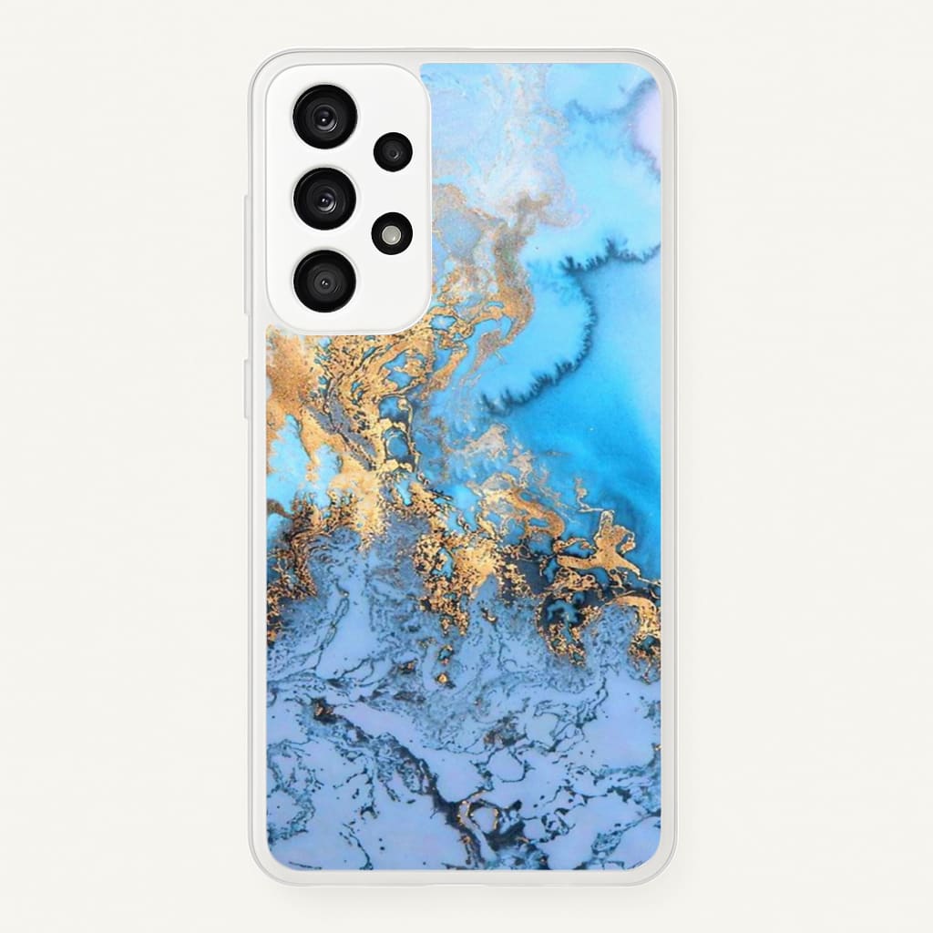 Sea Blue and Gold Marble - Phone Case for Galaxy A53
