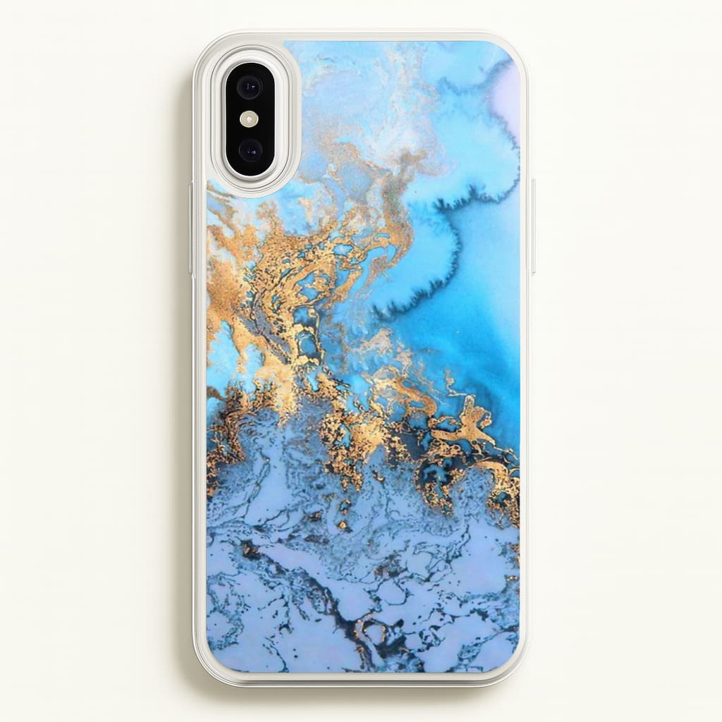 Sea Blue and Gold Marble - Phone Case for iPhone XS Max