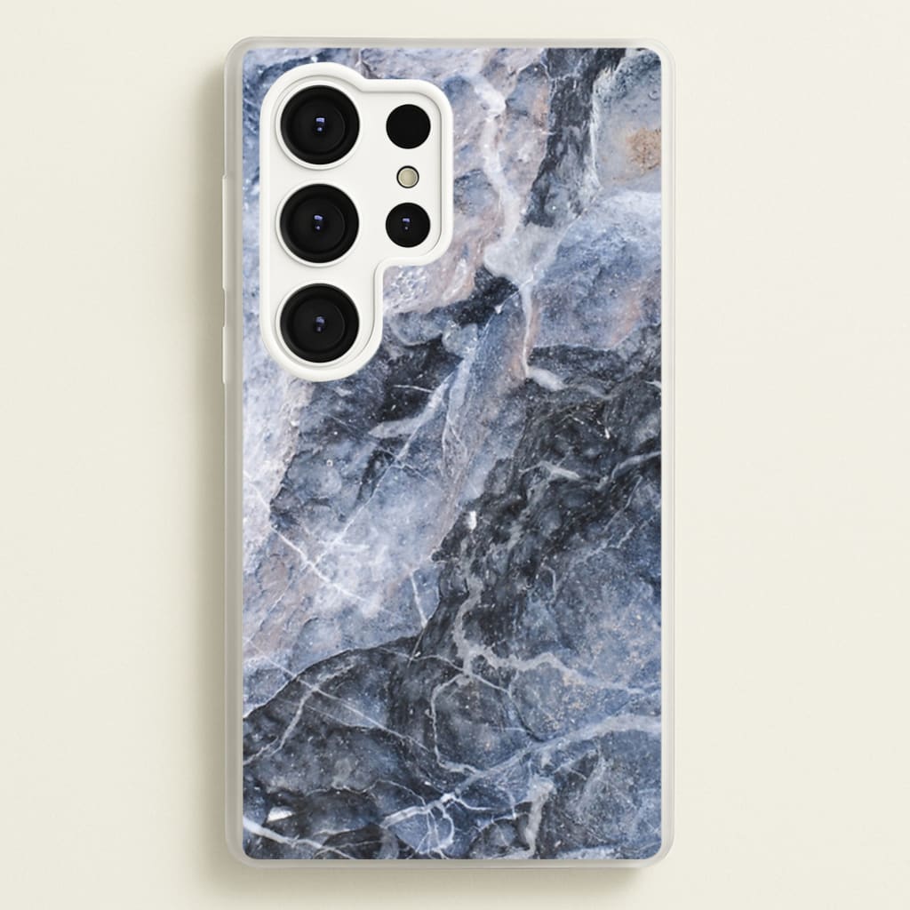 Grey and White Marble - marble Phone Case for Galaxy S25 Ultra