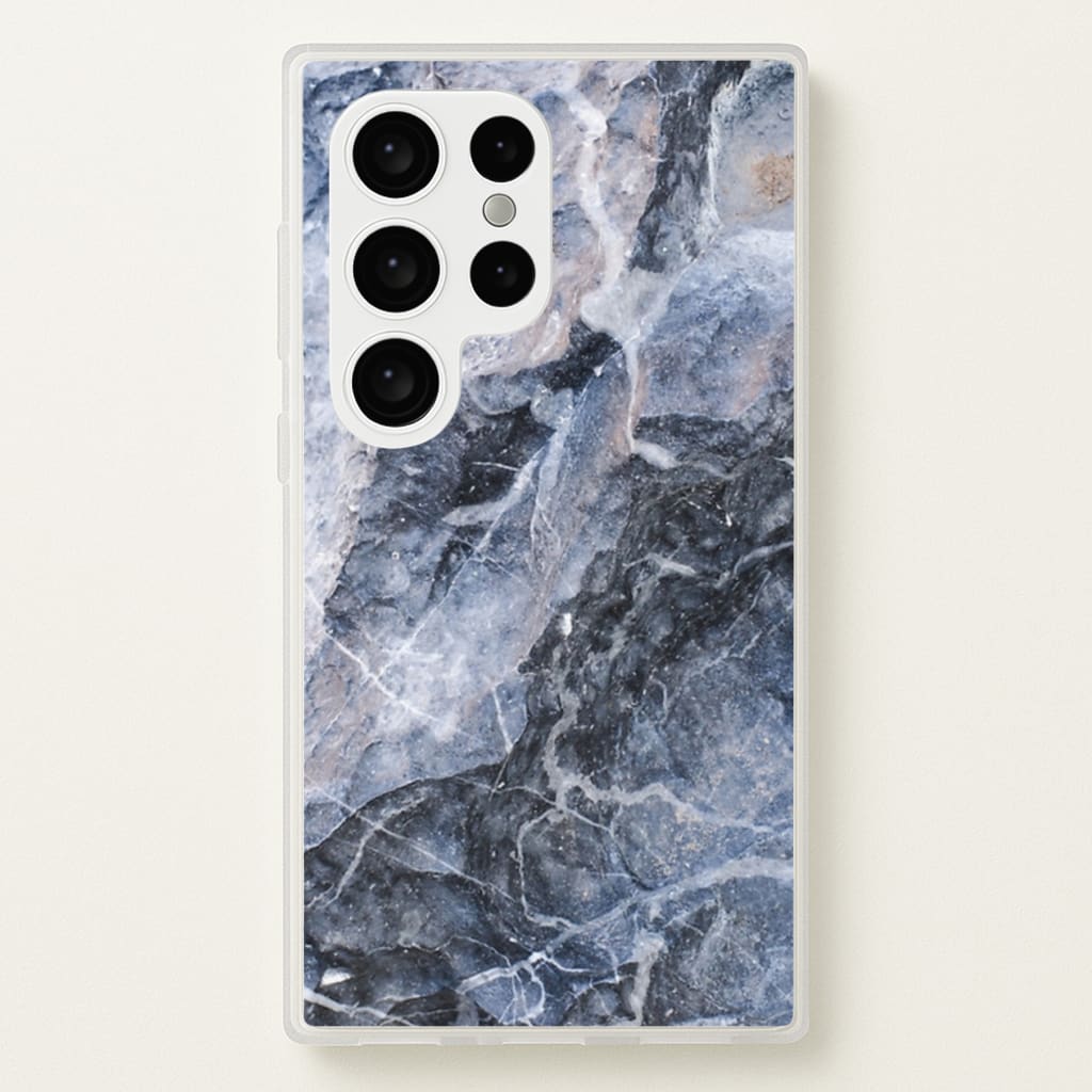 Grey and White Marble - marble Phone Case for Galaxy S24 Ultra