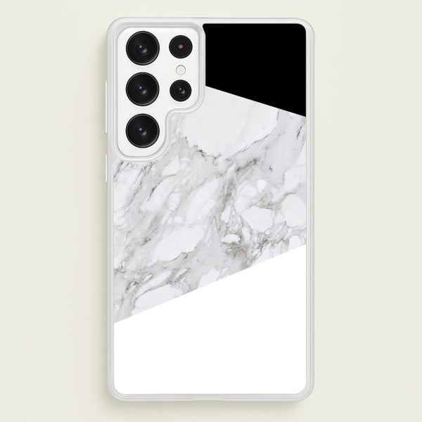 White, Black and Marble Pattern - marble Phone Case for Galaxy S22 Ultra