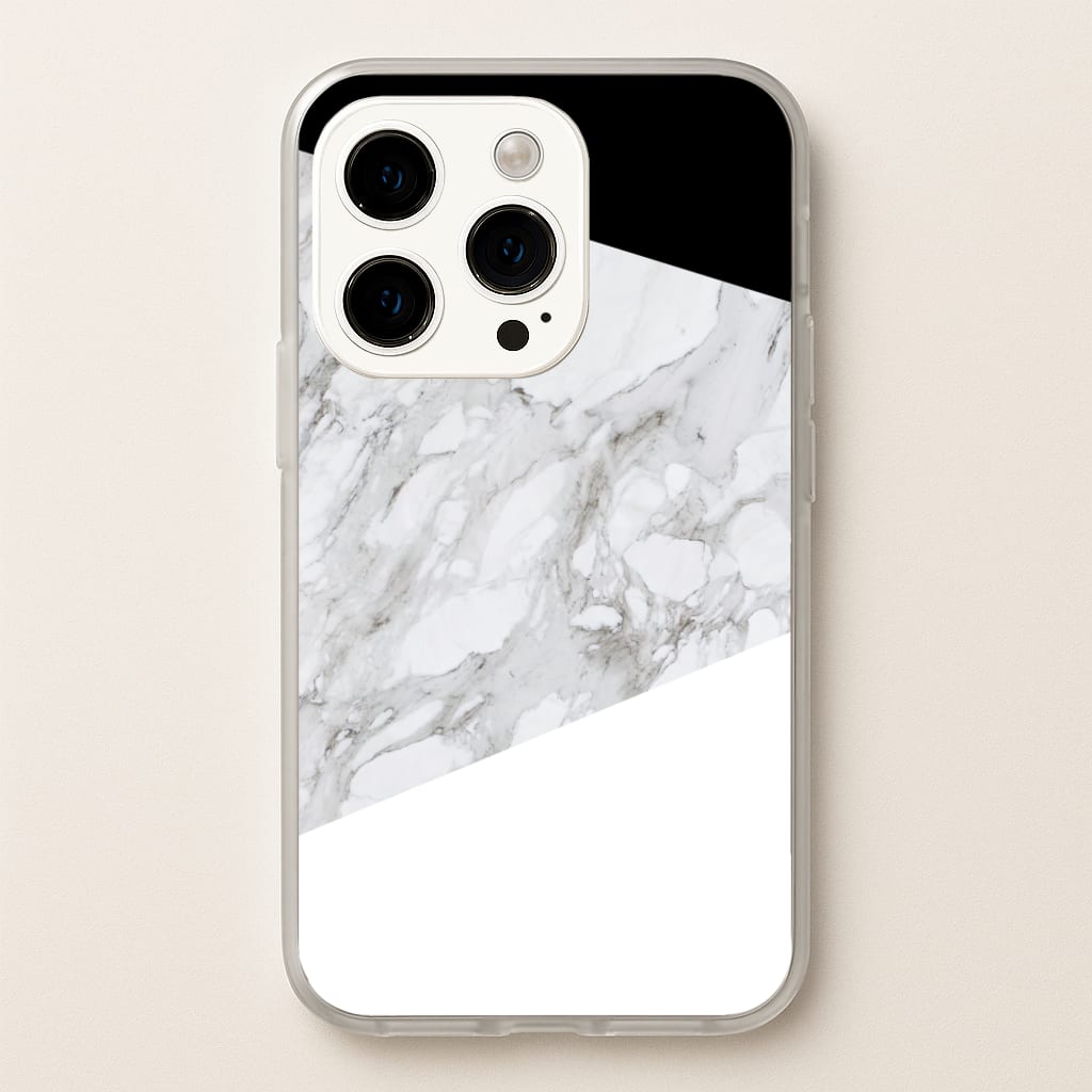 White, Black and Marble Pattern - marble Phone Case for iPhone 15 Pro Max