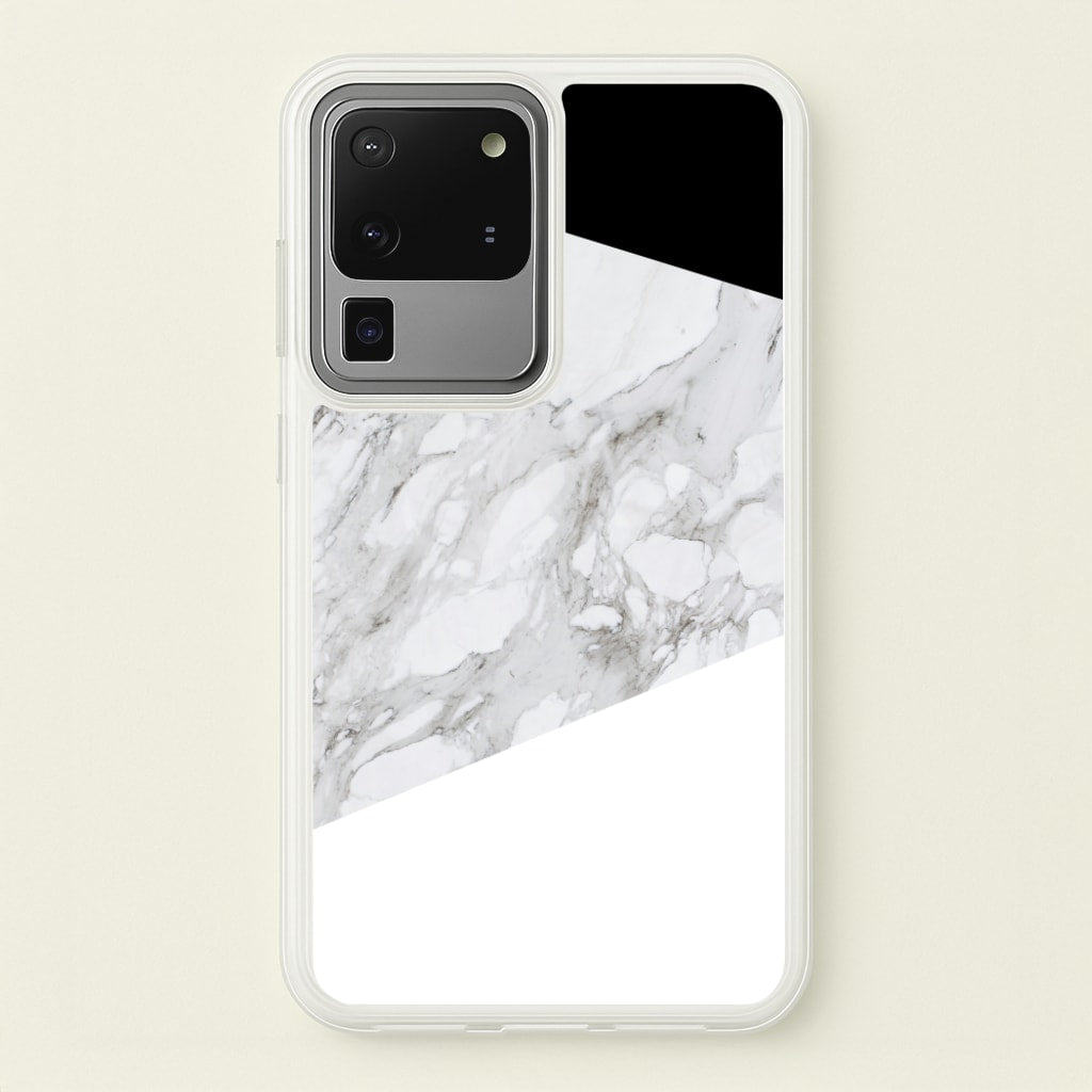 White, Black and Marble Pattern - marble Phone Case for Galaxy S20 Ultra