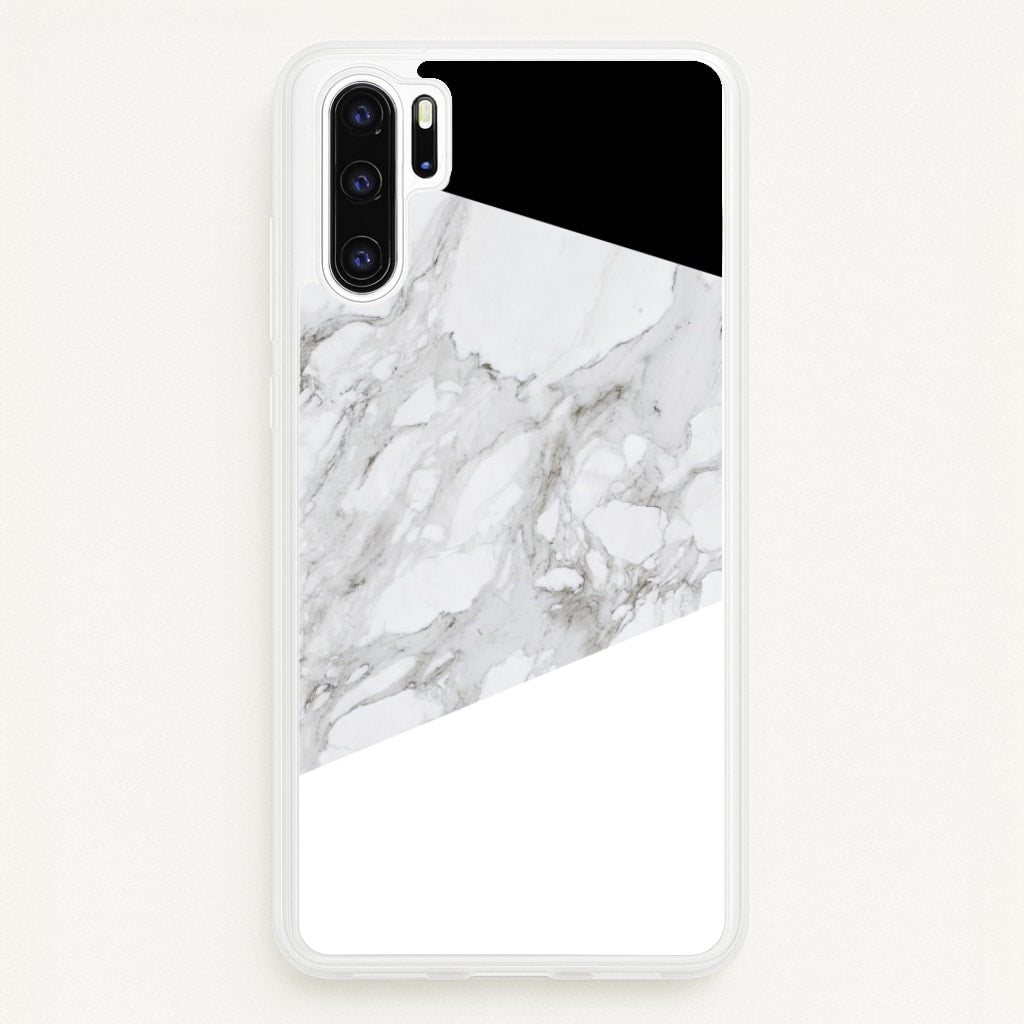 White, Black and Marble Pattern - marble Phone Case for Huawei P30 Pro