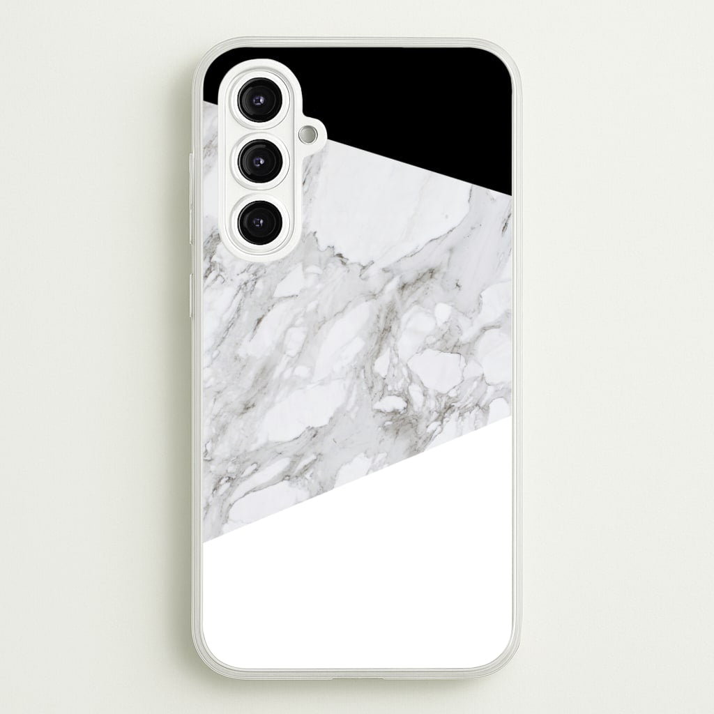 White, Black and Marble Pattern - marble Phone Case for Galaxy A16
