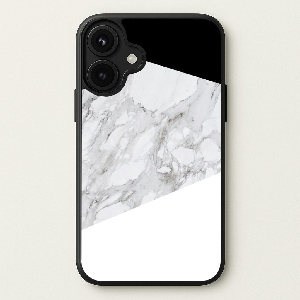 White, Black and Marble Pattern Phone Case for iPhone 17