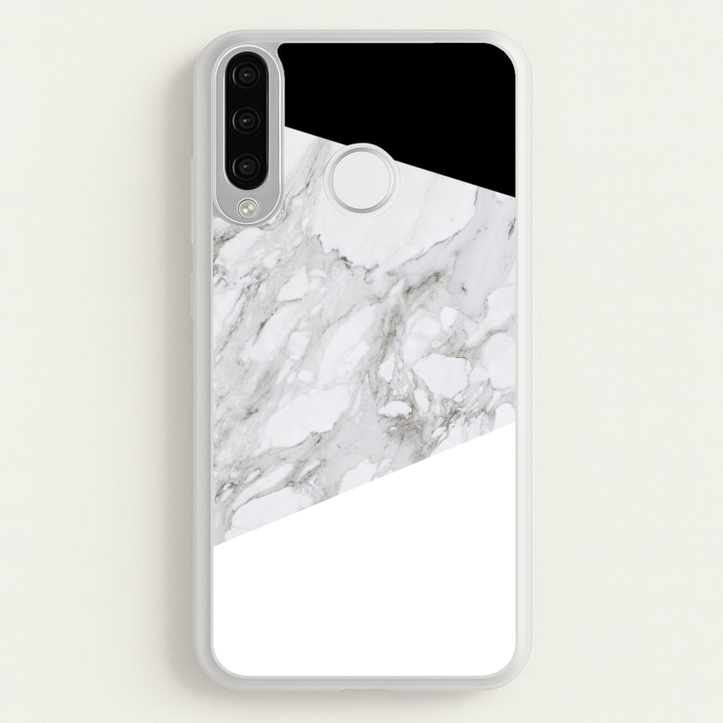 White, Black and Marble Pattern - marble Phone Case for Huawei P30 Lite
