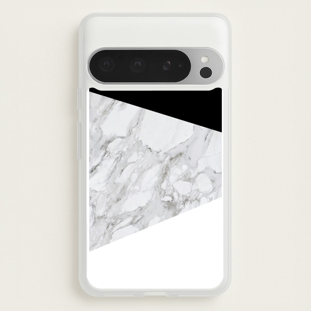 White, Black and Marble Pattern - marble Phone Case for Google Pixel 9 Pro XL