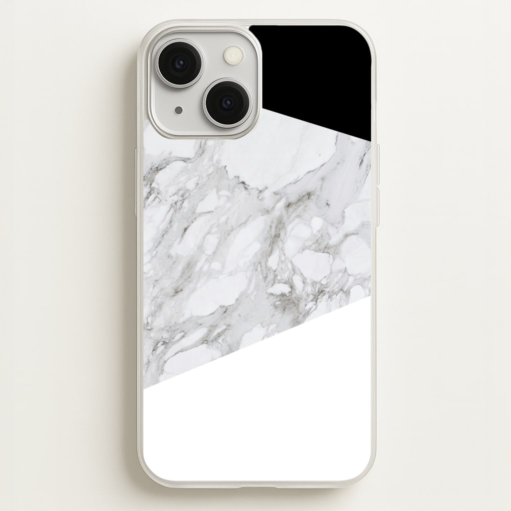 White, Black and Marble Pattern - marble Phone Case for iPhone 13 Mini