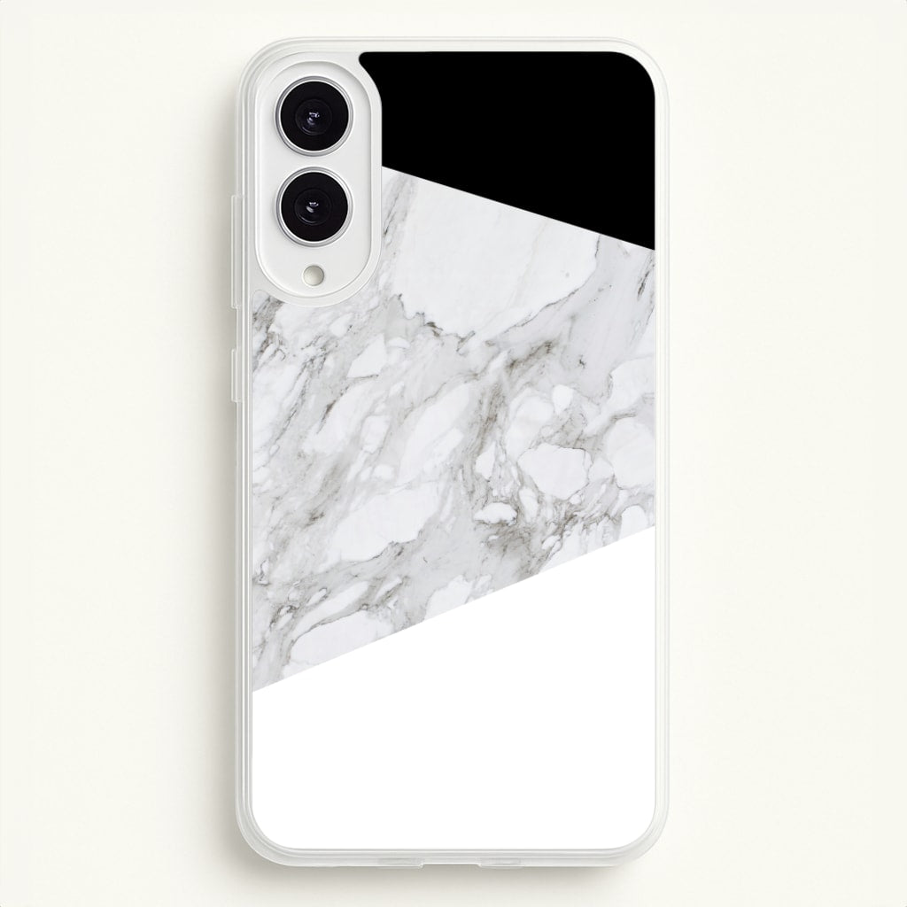 White, Black and Marble Pattern - marble Phone Case for Galaxy S25 Edge