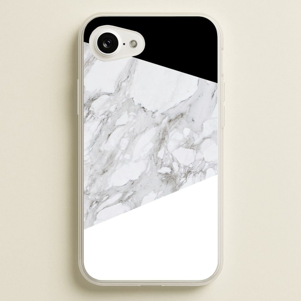 White, Black and Marble Pattern - marble Phone Case for iPhone 16e