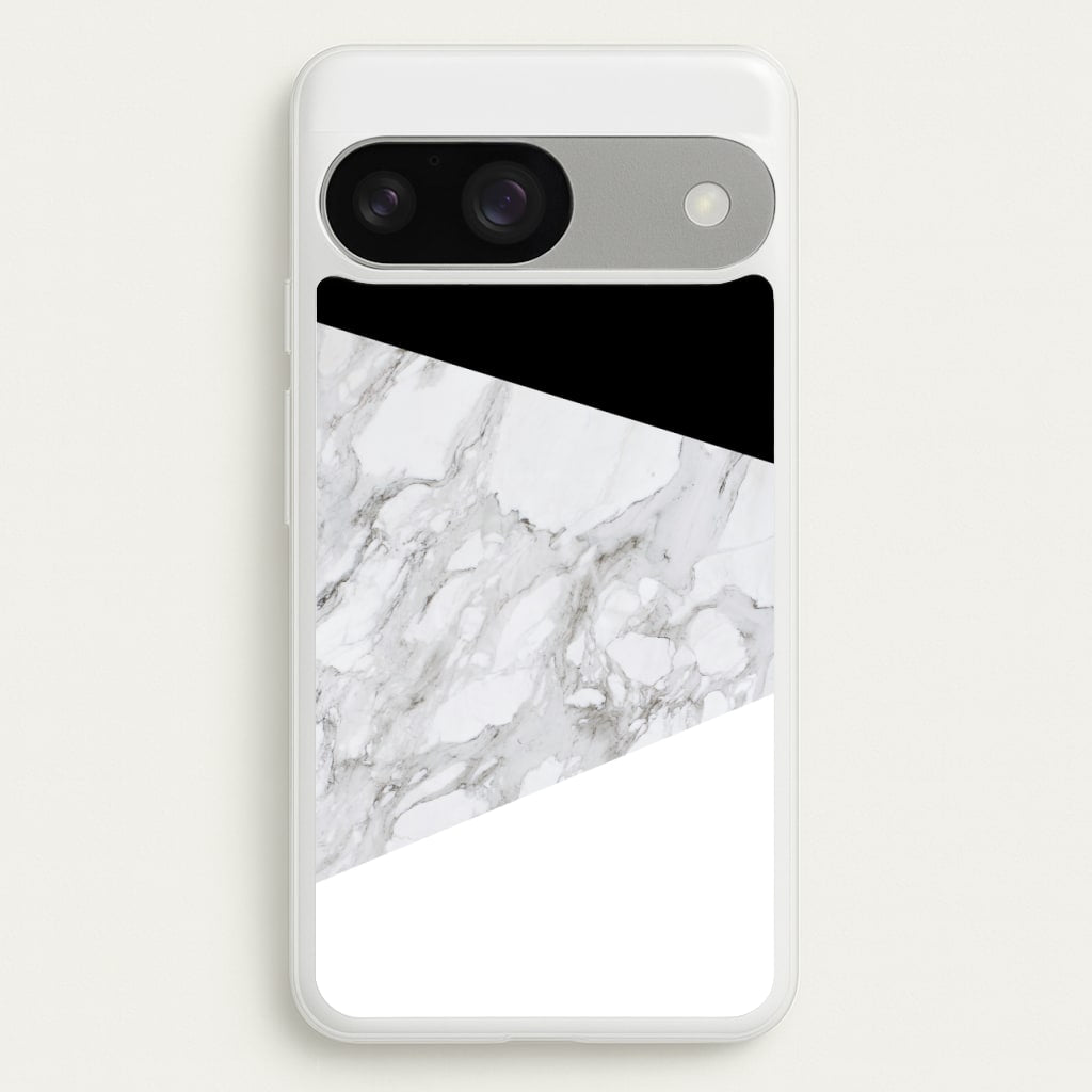White, Black and Marble Pattern - marble Phone Case for Google Pixel 9 / 9 Pro