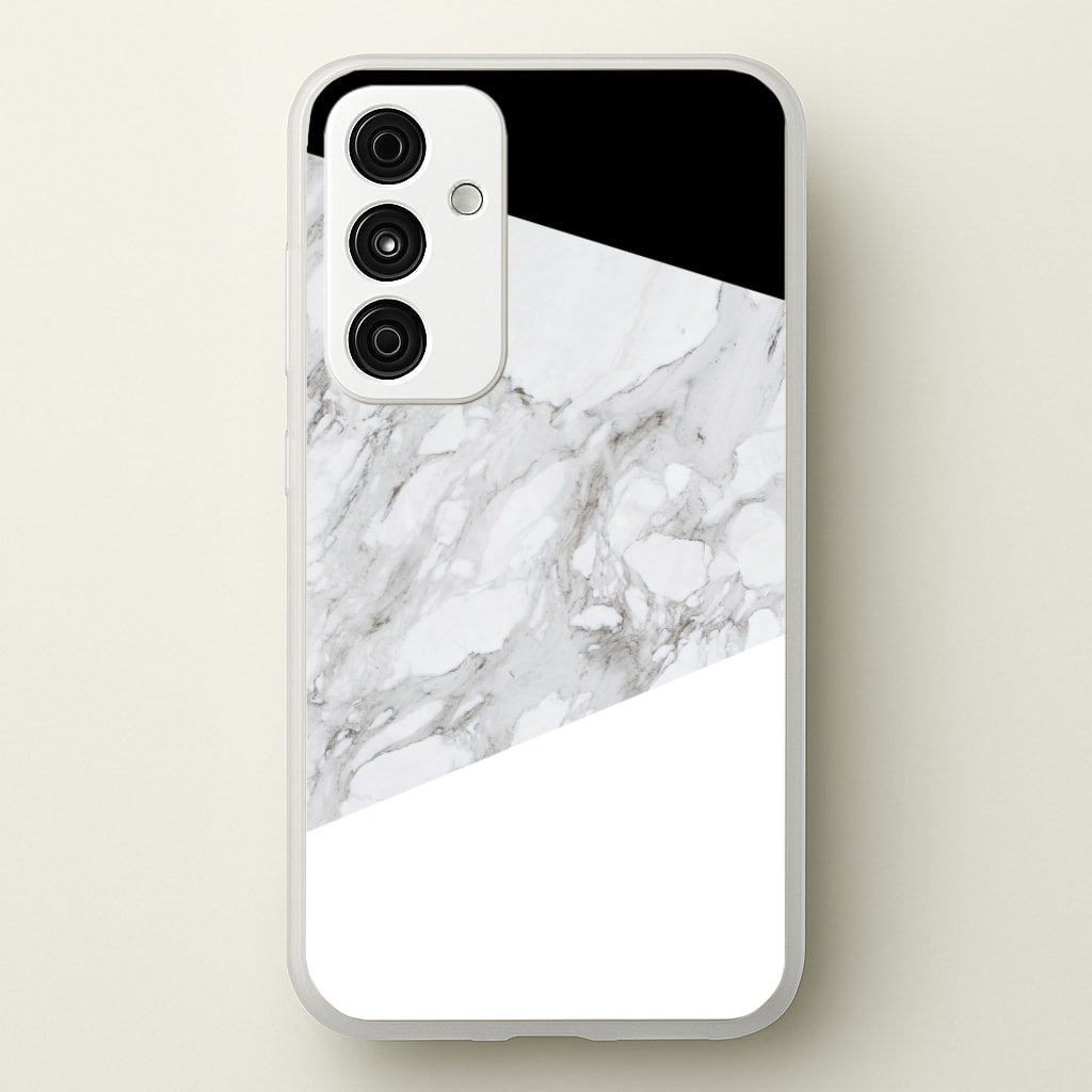 White, Black and Marble Pattern - marble Phone Case for Galaxy A15