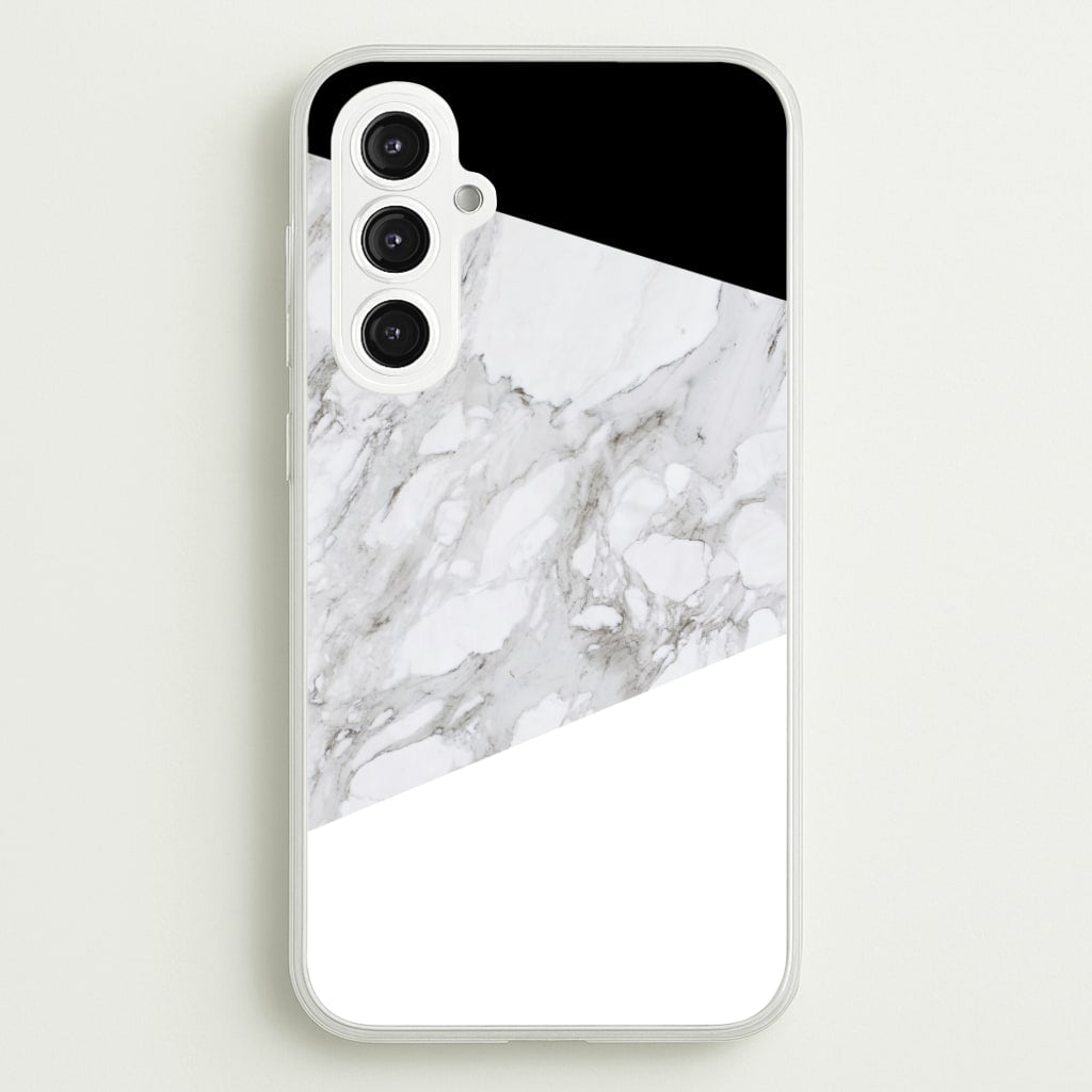 White, Black and Marble Pattern - marble Phone Case for Galaxy S23FE