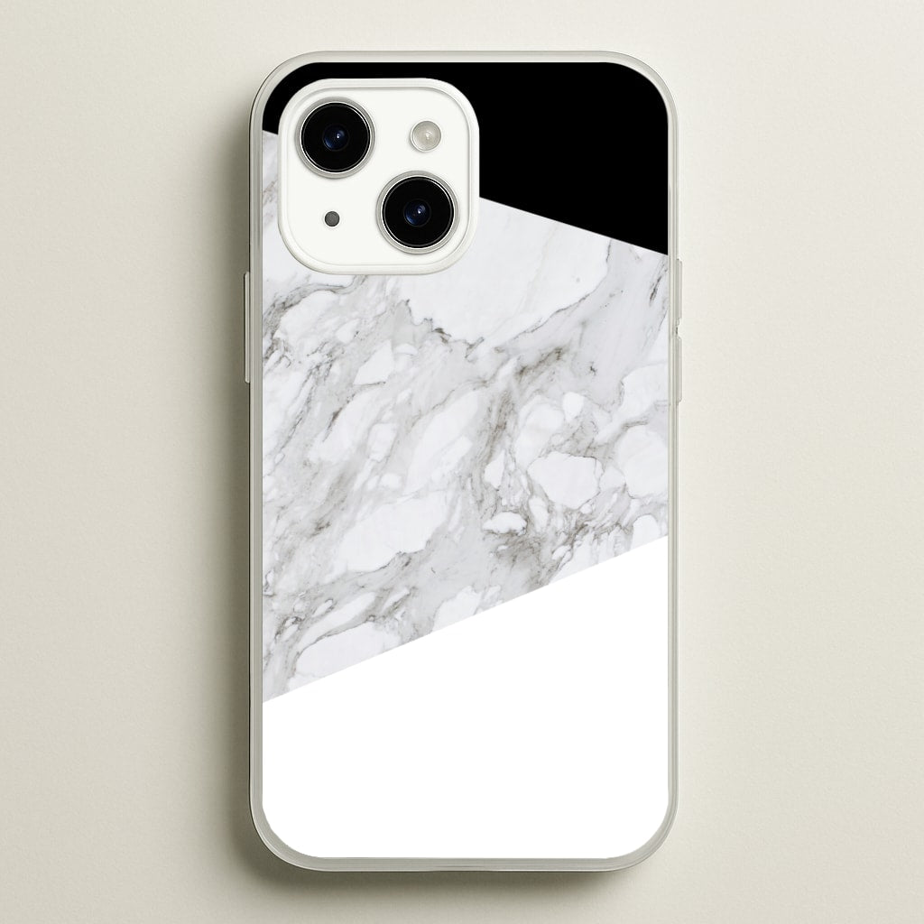 White, Black and Marble Pattern - marble Phone Case for iPhone 15 Plus