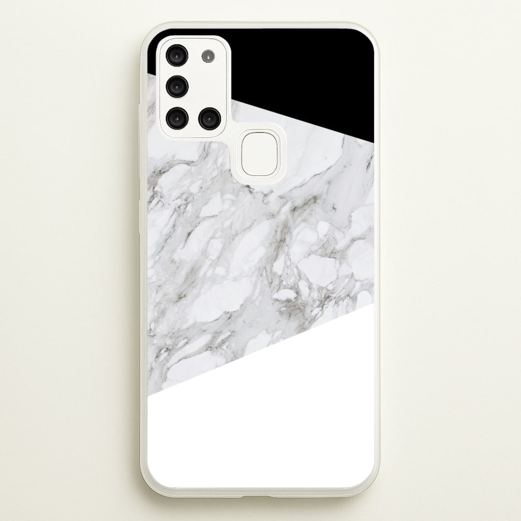 White, Black and Marble Pattern - marble Phone Case for Galaxy A21s