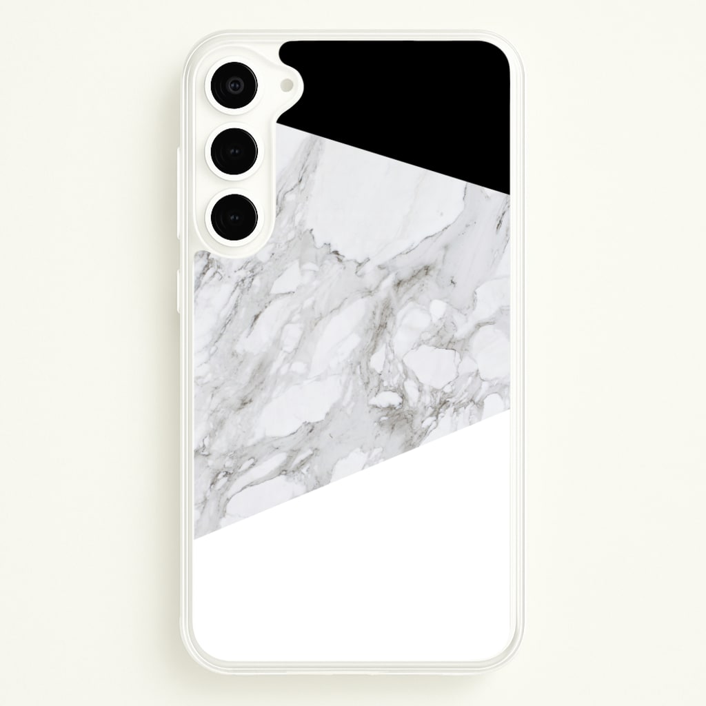White, Black and Marble Pattern - marble Phone Case for Galaxy S23 Plus