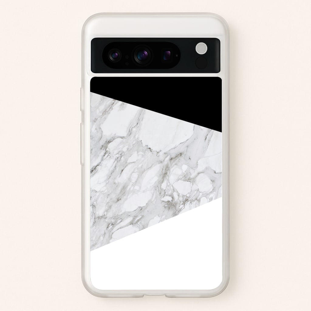 White, Black and Marble Pattern - marble Phone Case for Google Pixel 8 Pro