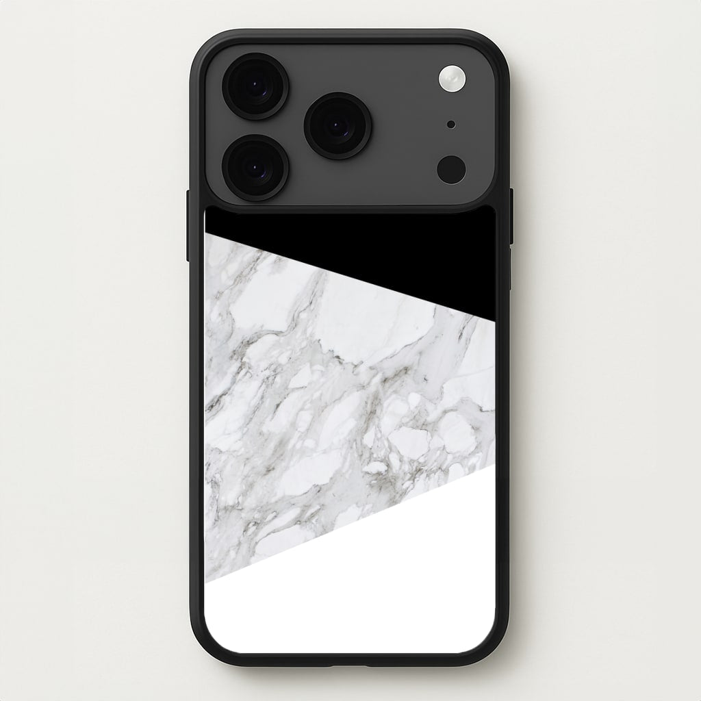 White, Black and Marble Pattern Phone Case for iPhone 17 Pro Max