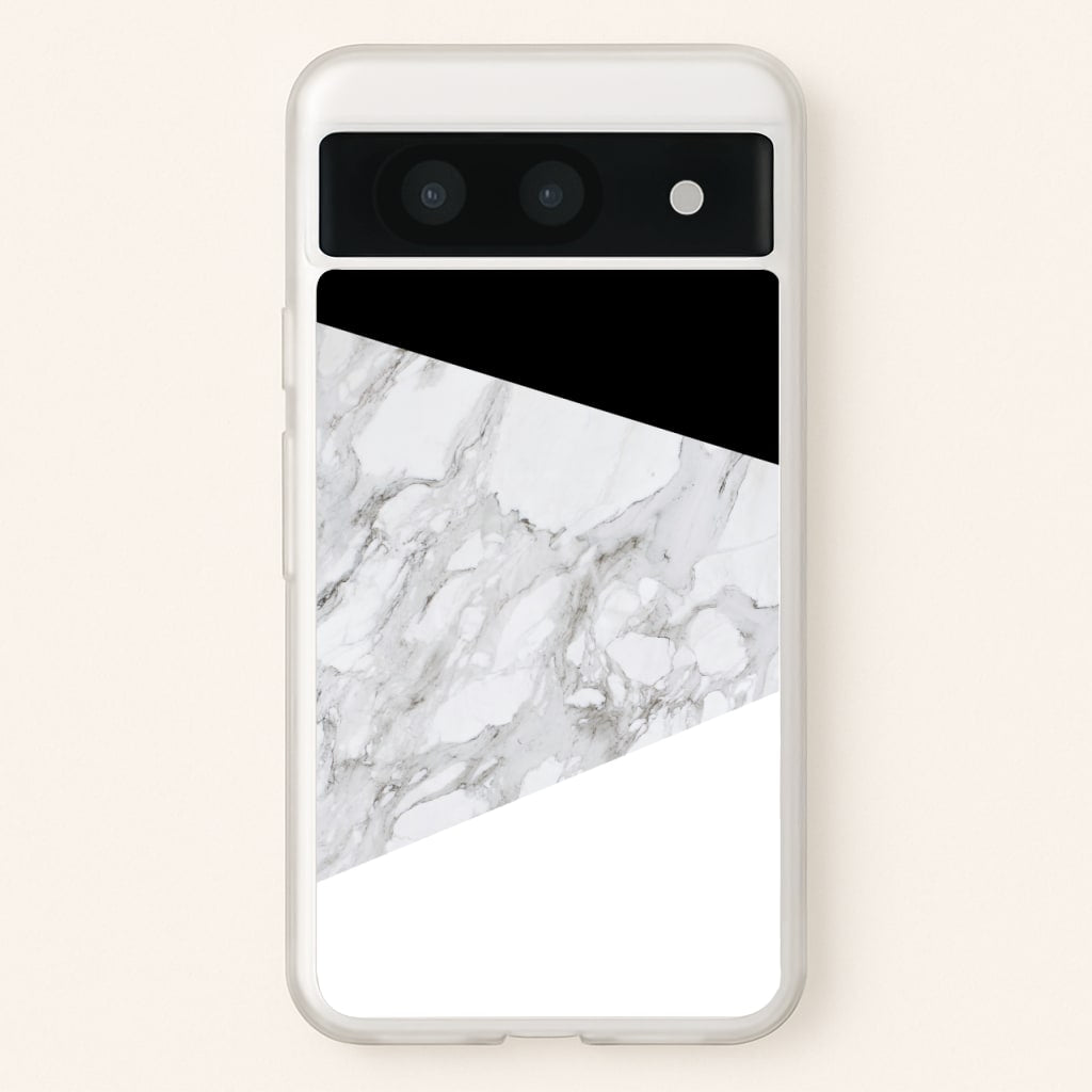 White, Black and Marble Pattern - marble Phone Case for Google Pixel 8a