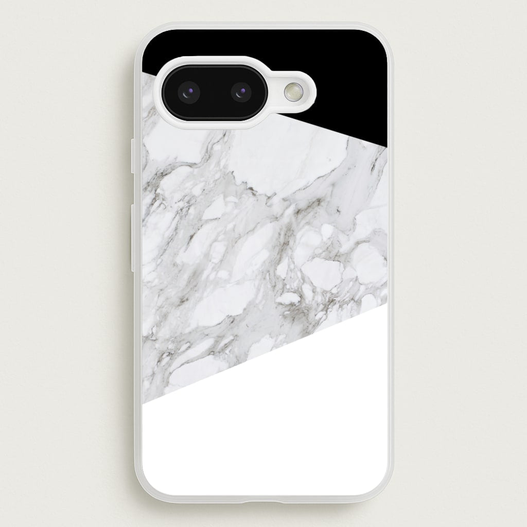 White, Black and Marble Pattern - marble Phone Case for Google Pixel 9a