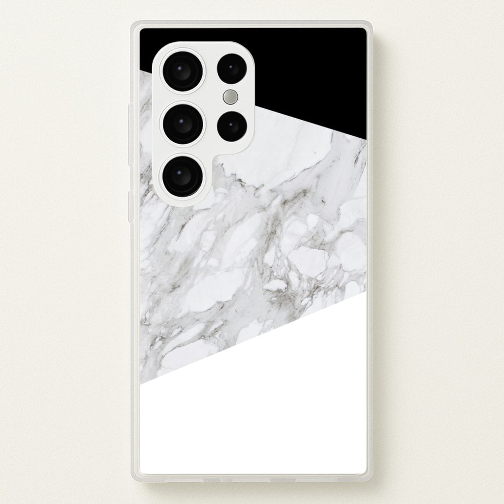 White, Black and Marble Pattern - marble Phone Case for Galaxy S24 Ultra