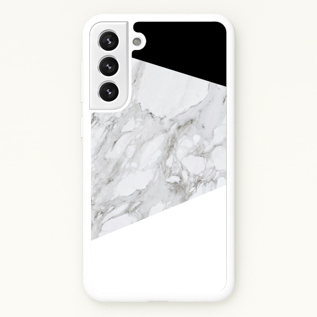 White, Black and Marble Pattern - marble Phone Case for Galaxy S22 Plus