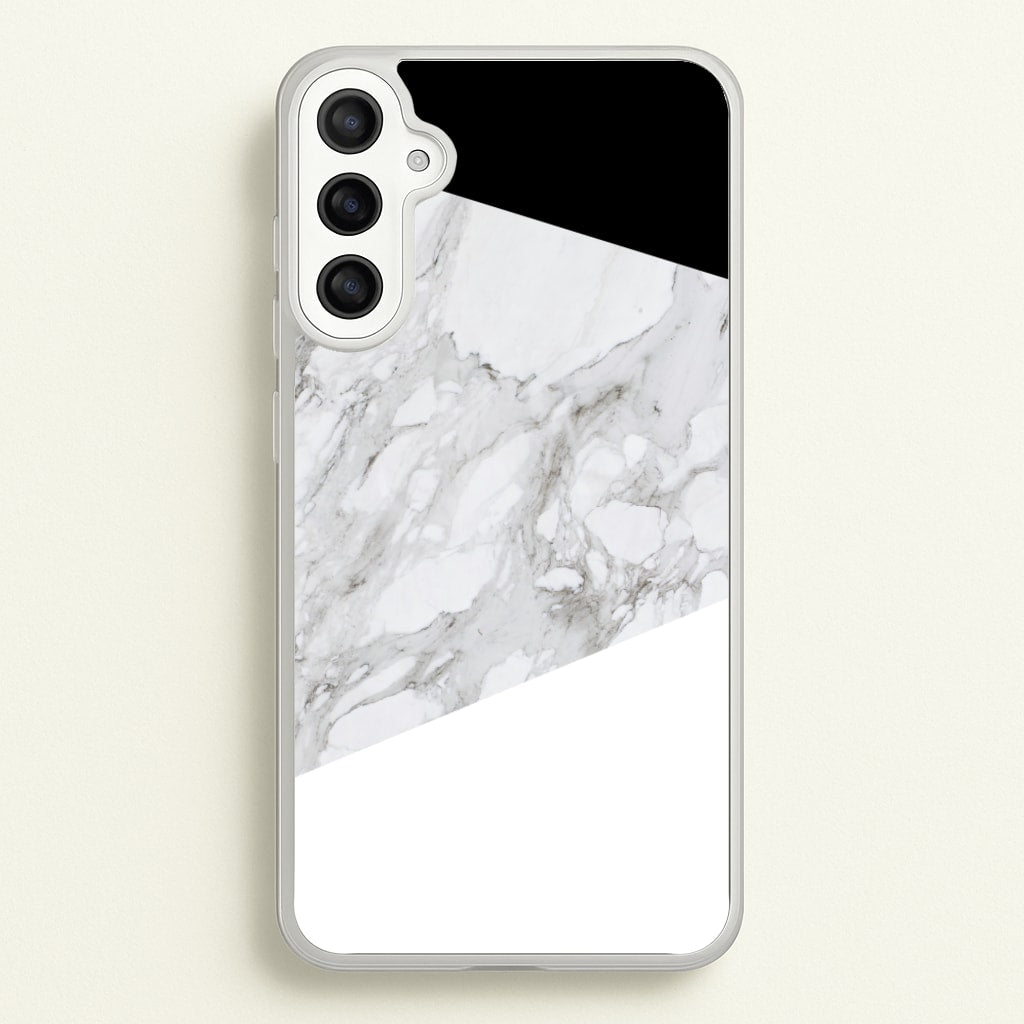 White, Black and Marble Pattern - marble Phone Case for Galaxy A36