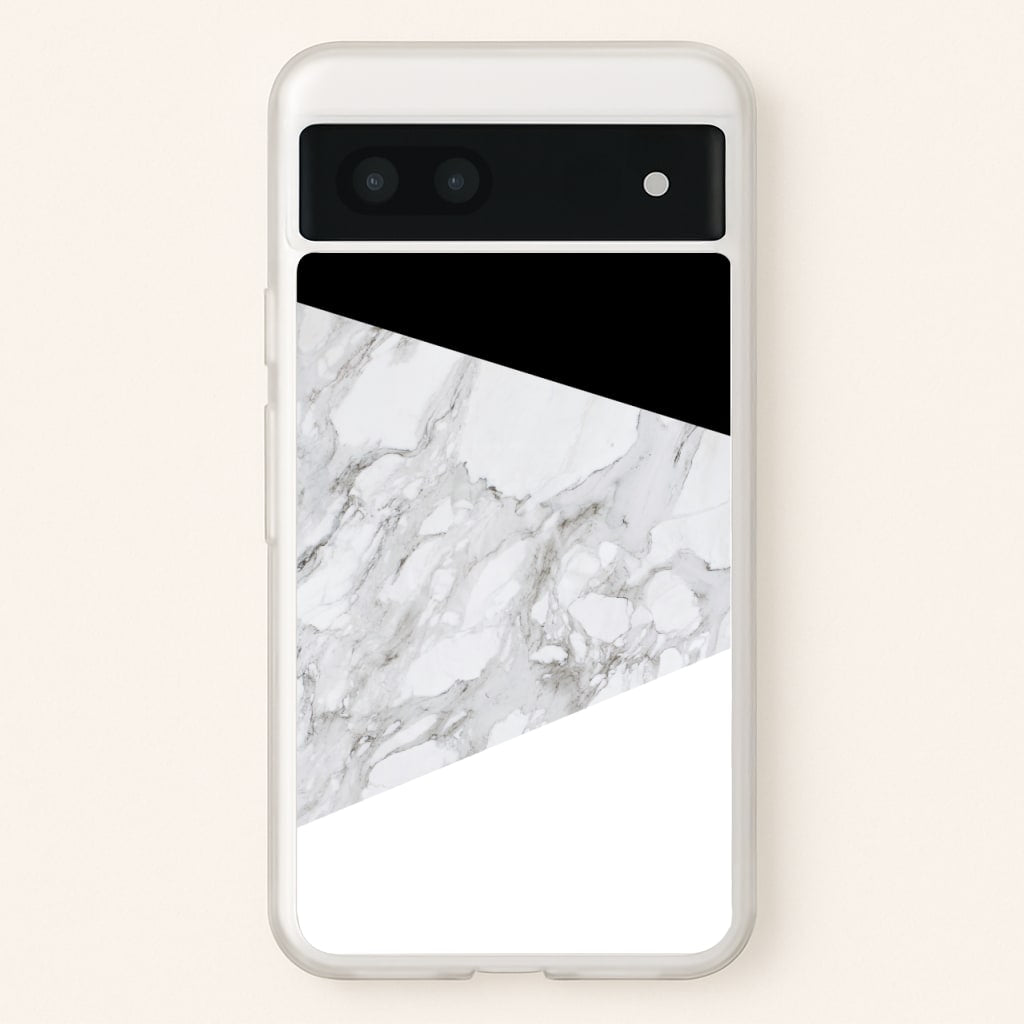 White, Black and Marble Pattern - marble Phone Case for Google Pixel 6a