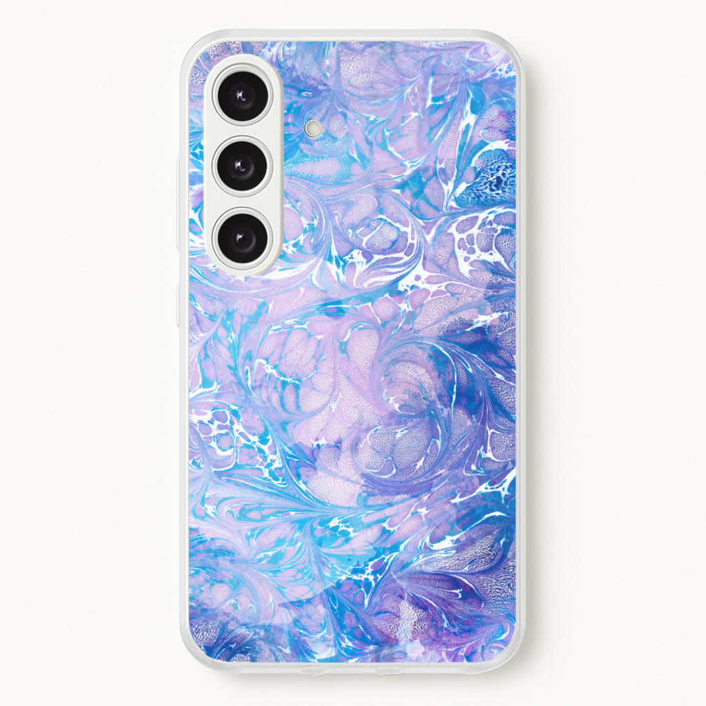 Sea Blue Swirly Marble - marble Phone Case for Galaxy S24 Plus