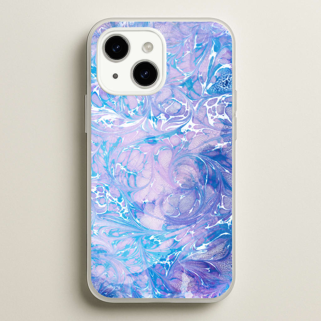 Sea Blue Swirly Marble - marble Phone Case for iPhone 14 Plus