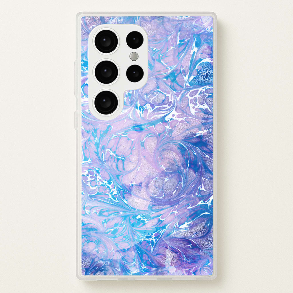 Sea Blue Swirly Marble - marble Phone Case for Galaxy S24 Ultra