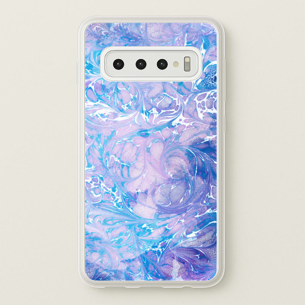 Sea Blue Swirly Marble - marble Phone Case for Galaxy S10 Plus