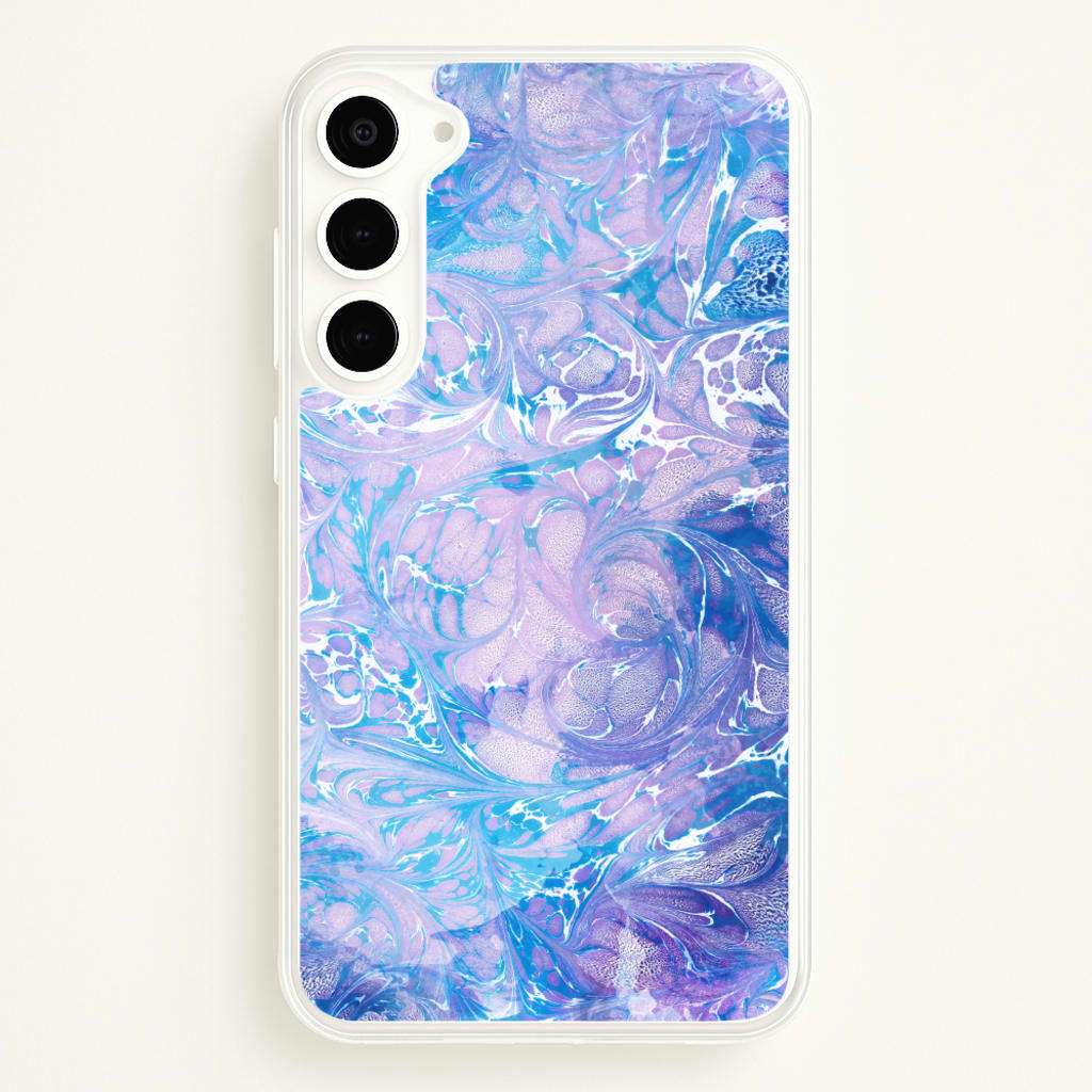 Sea Blue Swirly Marble - marble Phone Case for Galaxy S23 Plus