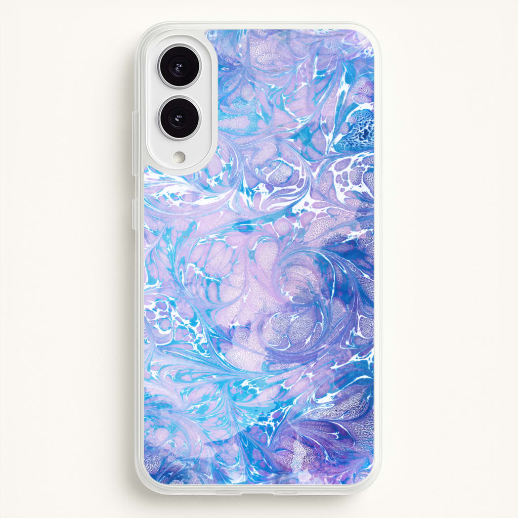 Sea Blue Swirly Marble - marble Phone Case for Galaxy S25 Edge