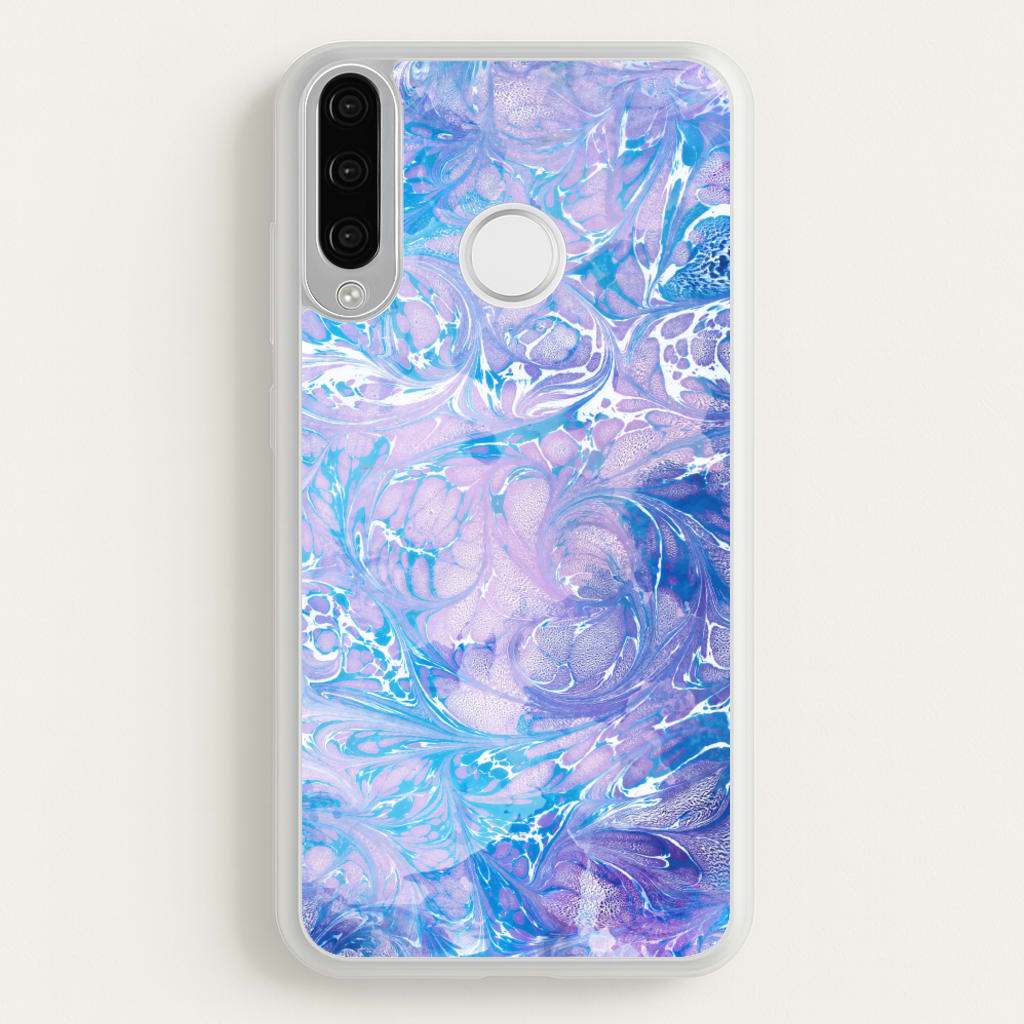 Sea Blue Swirly Marble - marble Phone Case for Huawei P30 Lite
