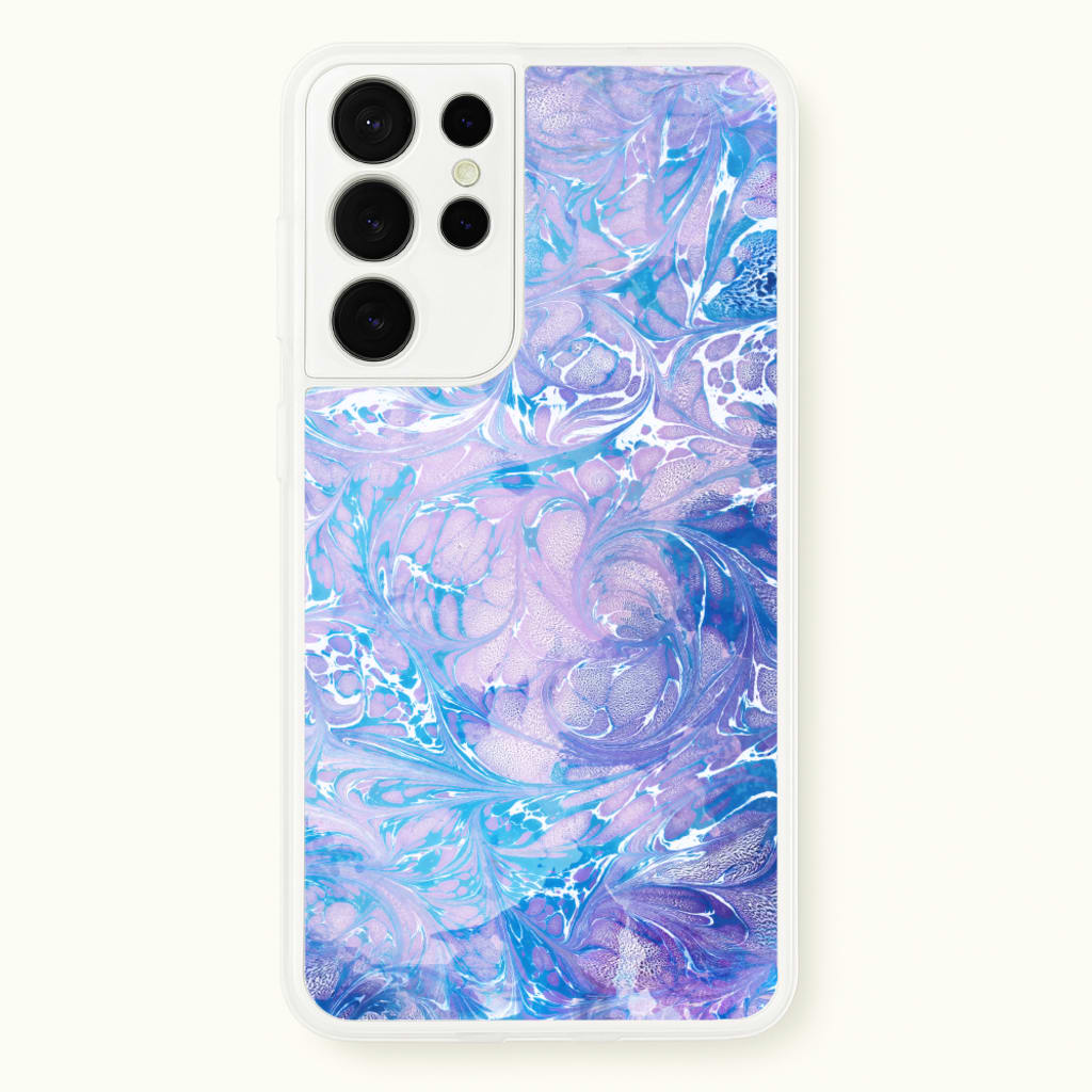 Sea Blue Swirly Marble - marble Phone Case for Galaxy S21 Ultra