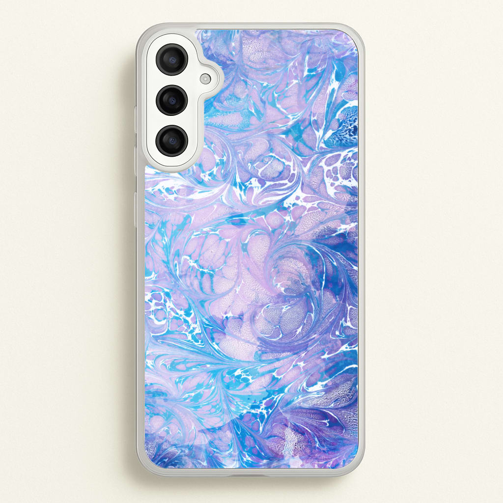 Sea Blue Swirly Marble - marble Phone Case for Galaxy A36