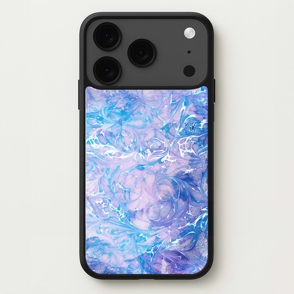 Sea Blue Swirly Marble Phone Case for iPhone 17 Pro