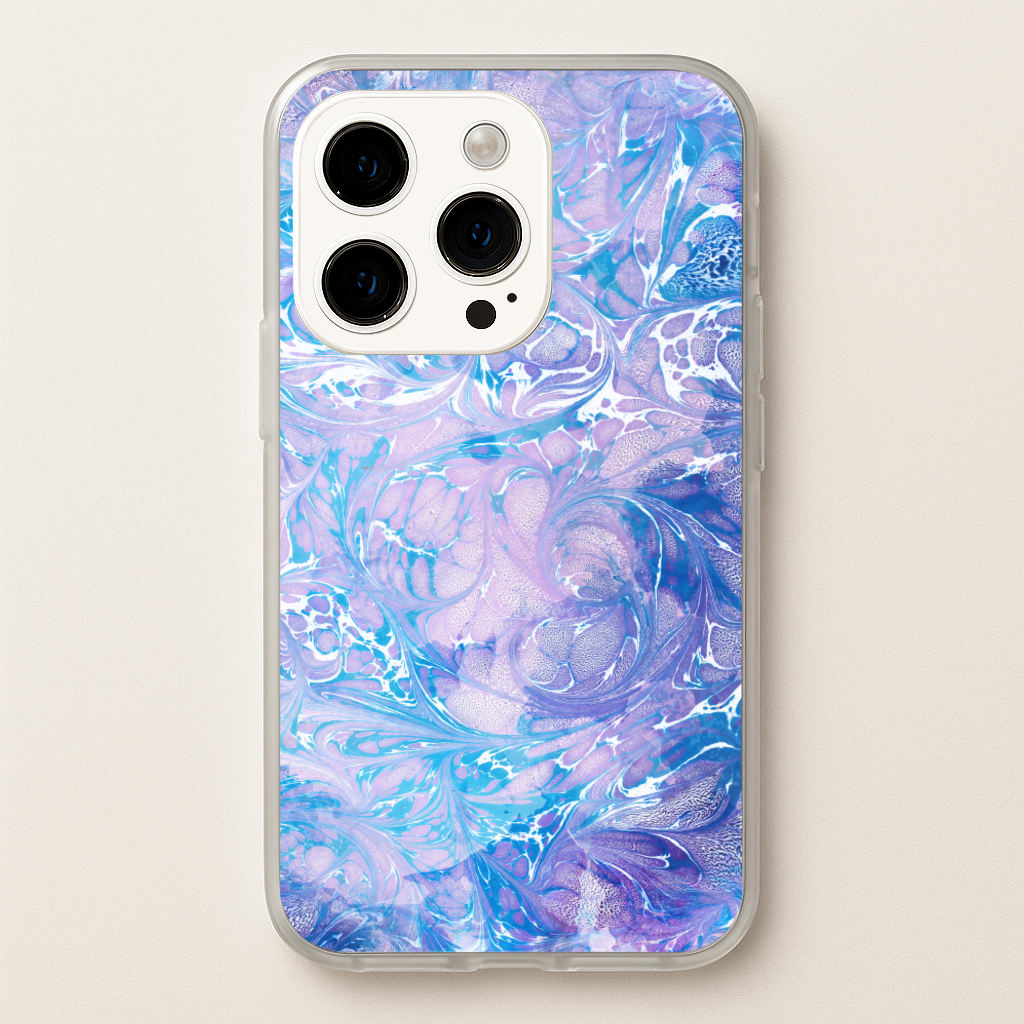 Sea Blue Swirly Marble - marble Phone Case for iPhone 14 Pro