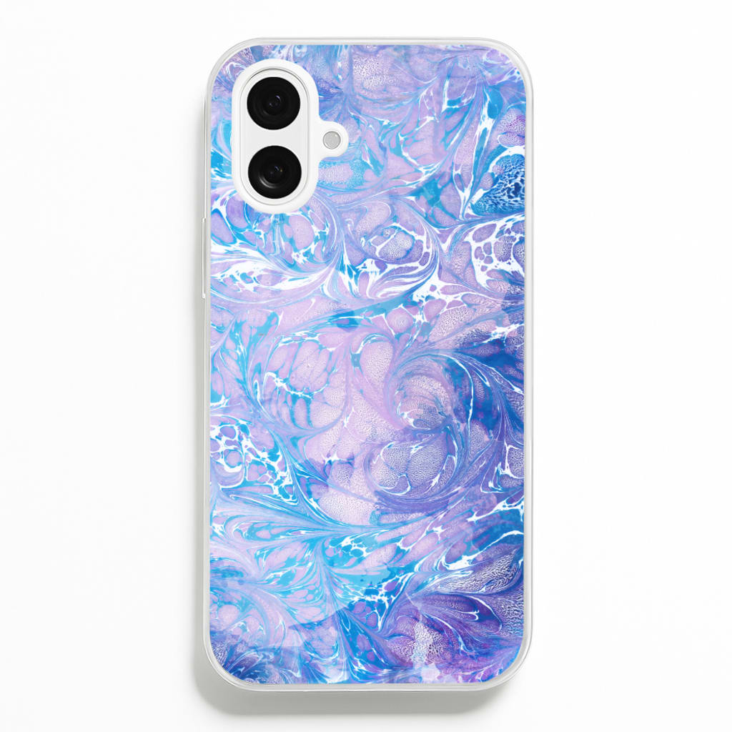 Sea Blue Swirly Marble - marble Phone Case for iPhone 16 Plus
