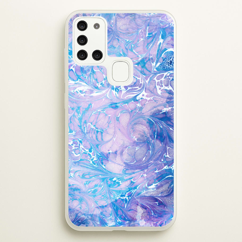 Sea Blue Swirly Marble - marble Phone Case for Galaxy A21s